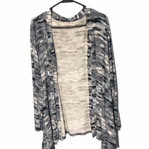 Lori Goldstein LOGO Gray Print Cardigan